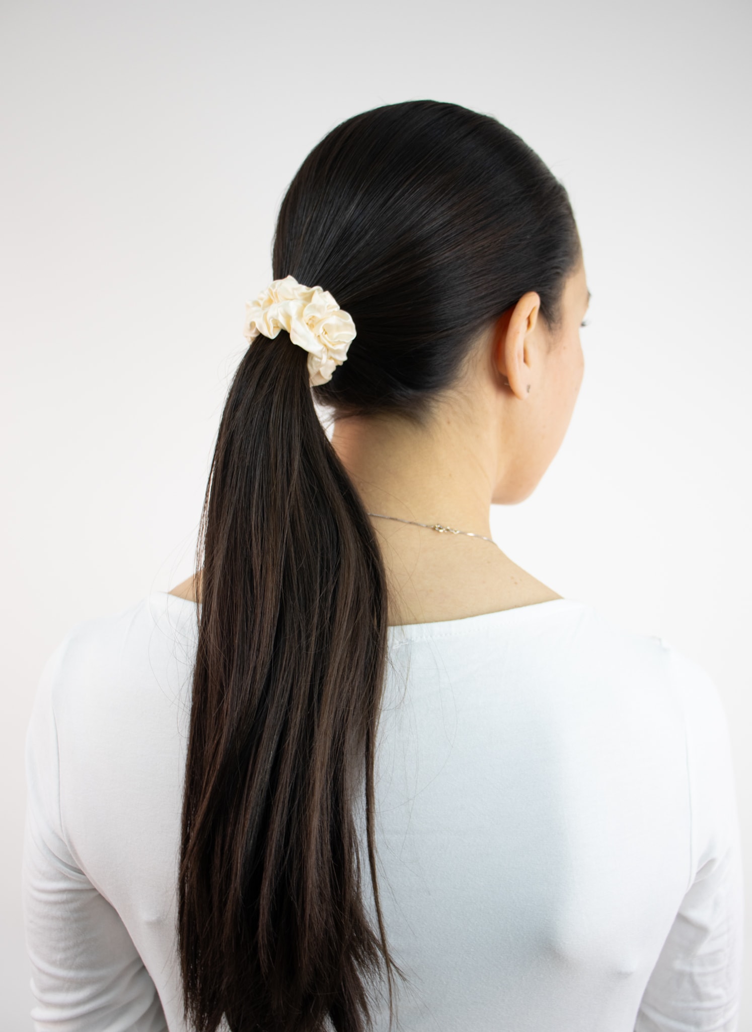 Slim Silk Scrunchie, Champagne