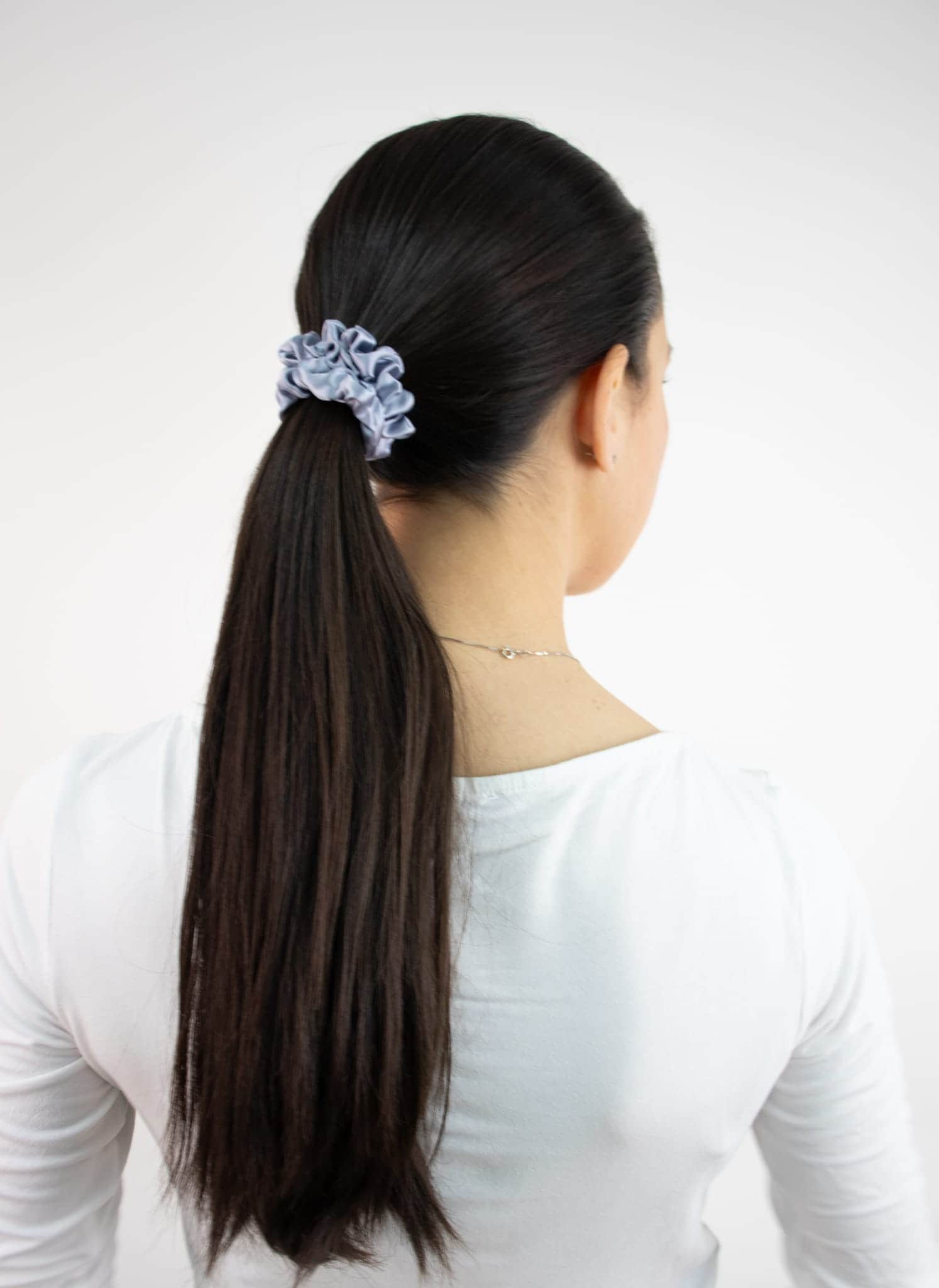 Slim Silk Scrunchie, Grey