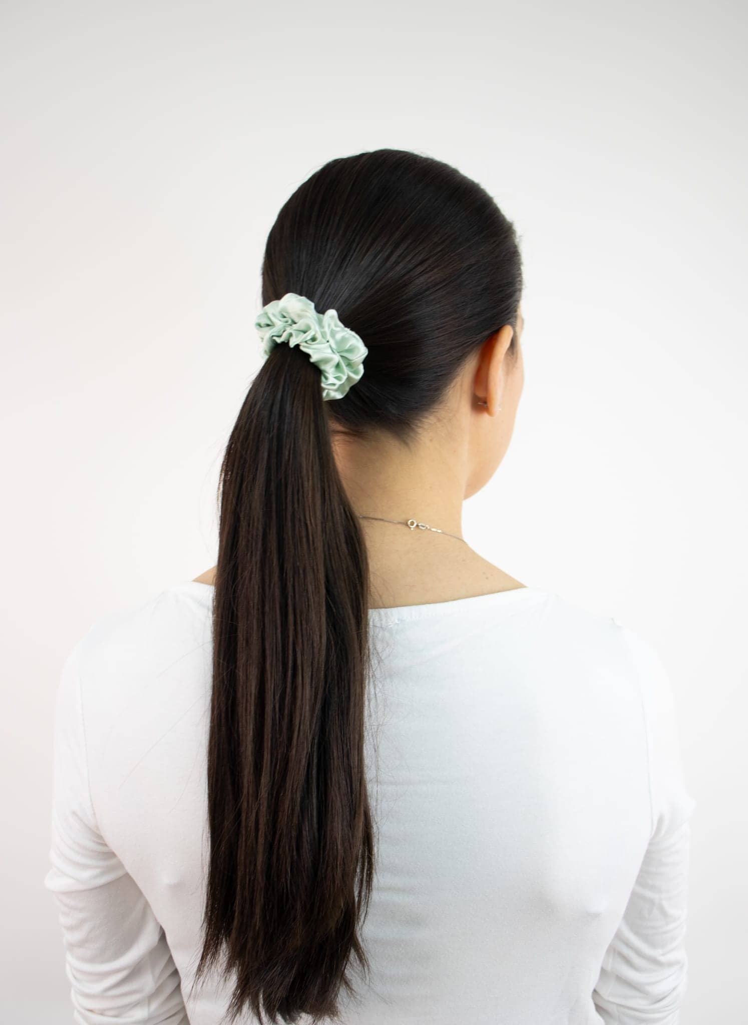 Slim Silk Scrunchie, Mint Green