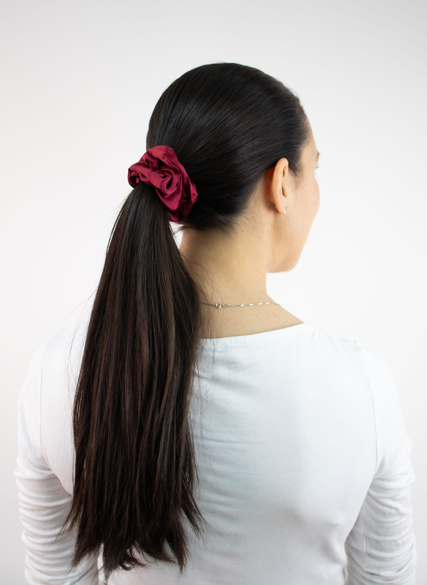 Silk Scrunchie, Wine Red