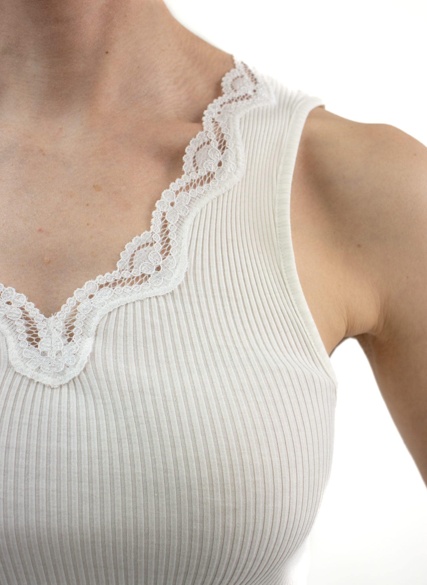 Lace Tank Top, White