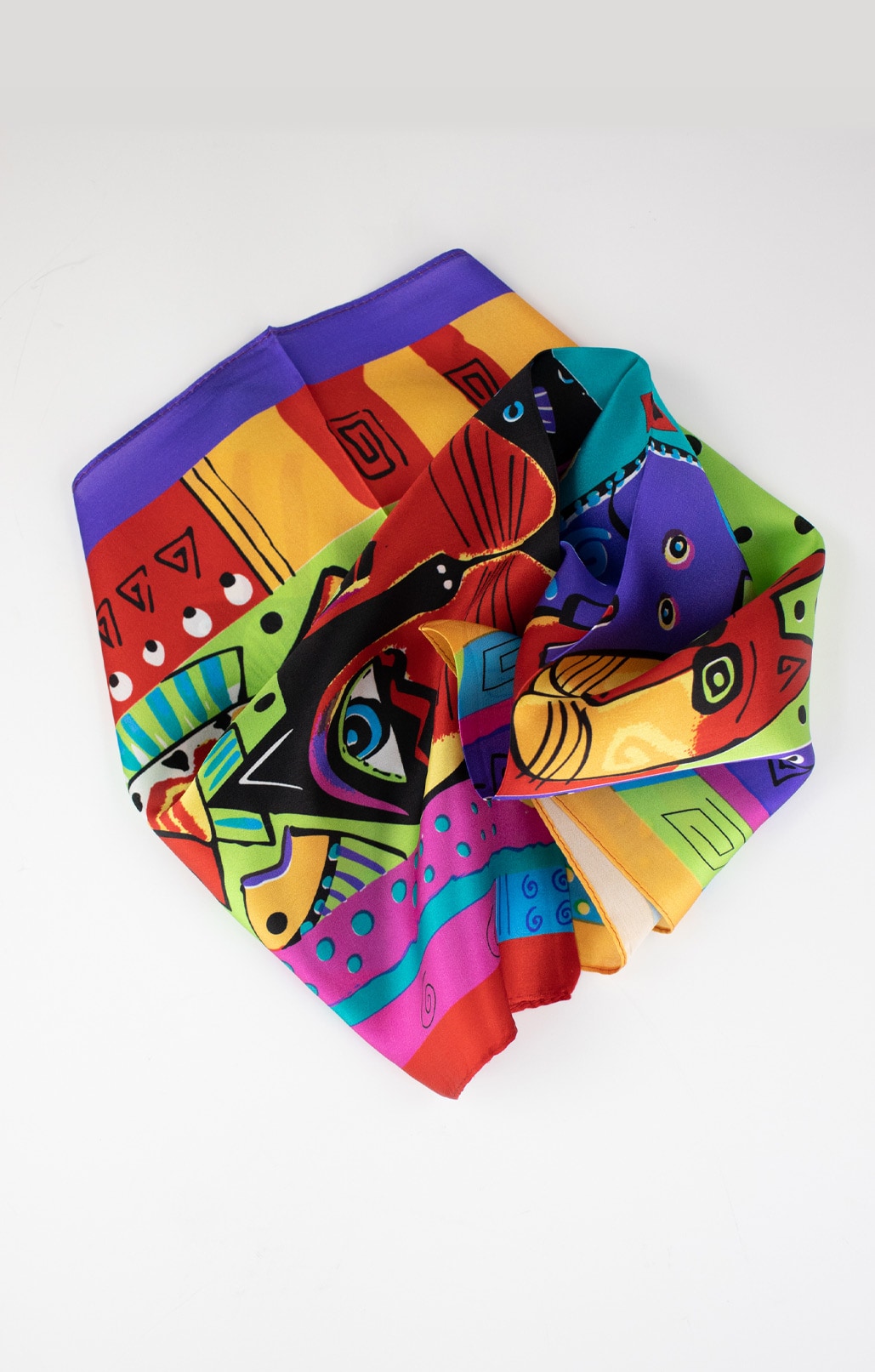 Silk scarf cats art