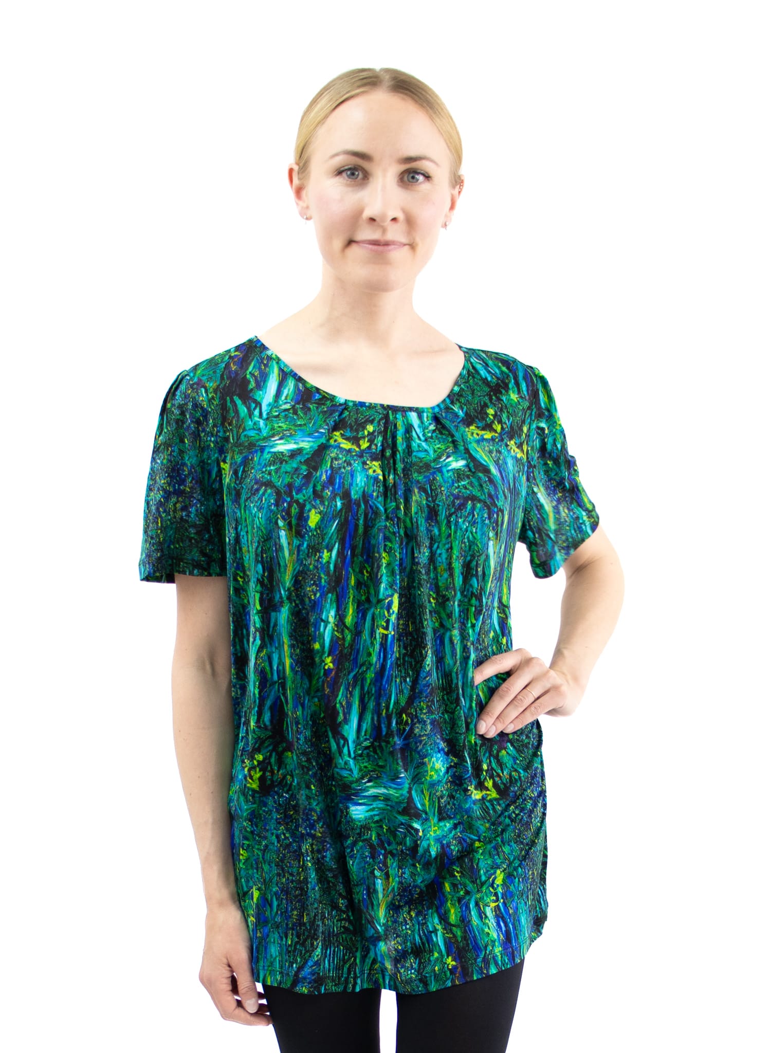 Silk Blouse Tee, Shifting Blue