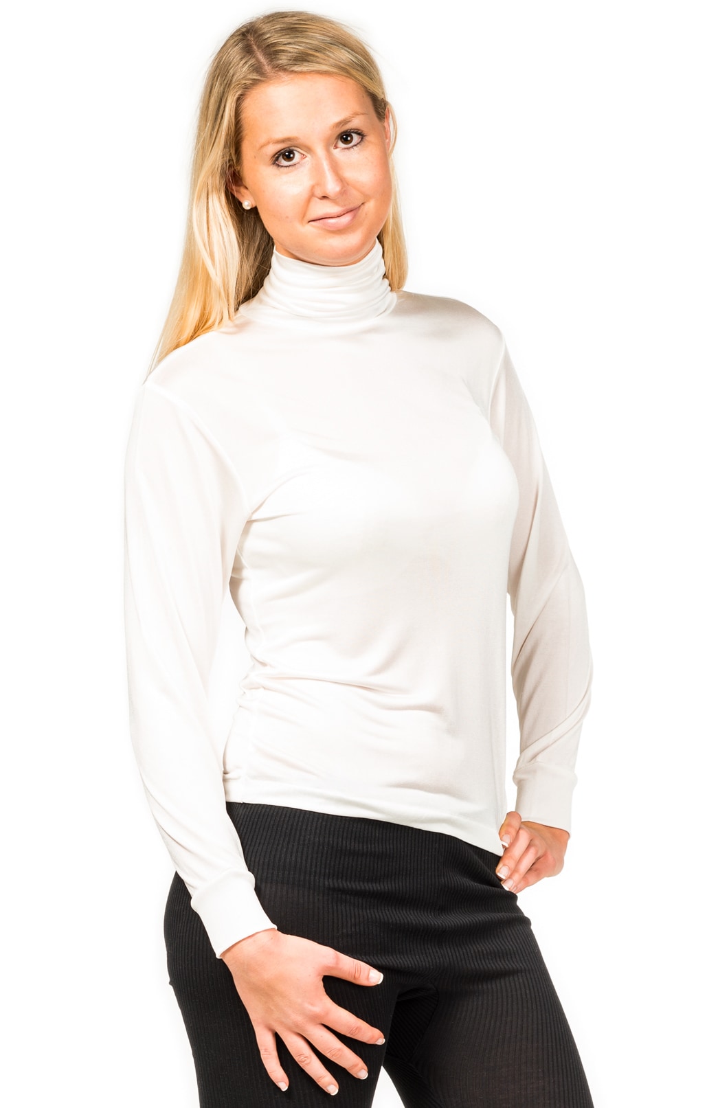 Silk shirt long sleeve polo white