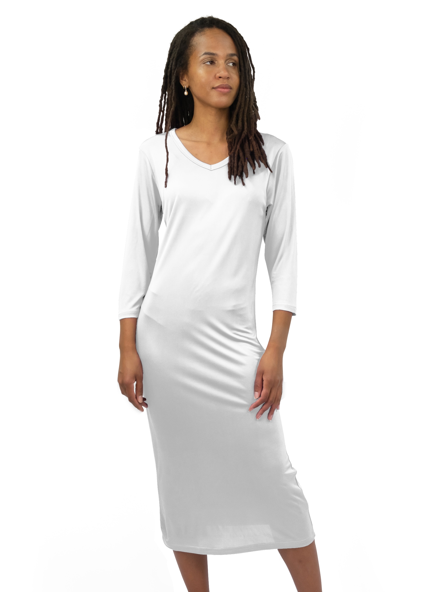 Long Silk Nightdress, White