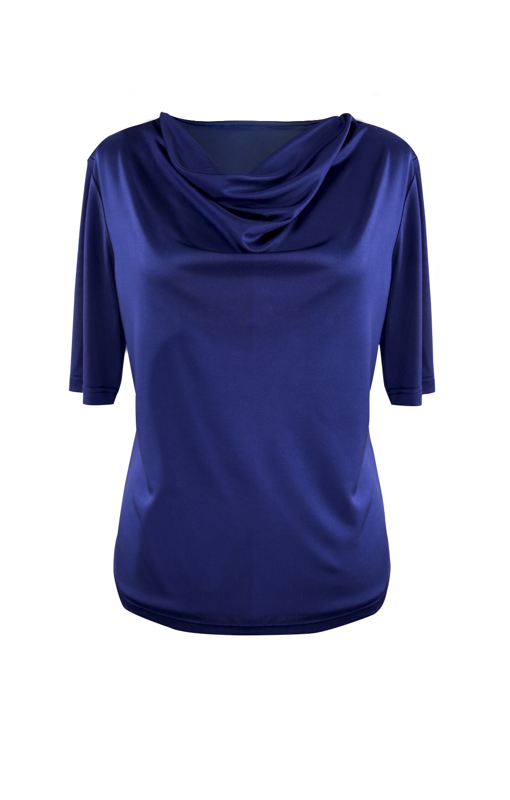 Draped Silk Top, Navy Blue