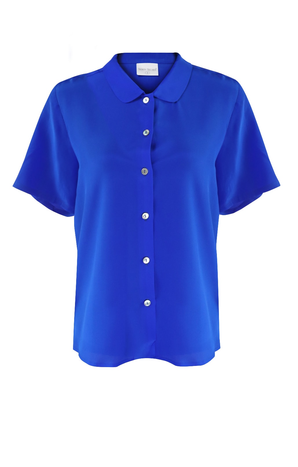 Silk blouse short sleeve blue