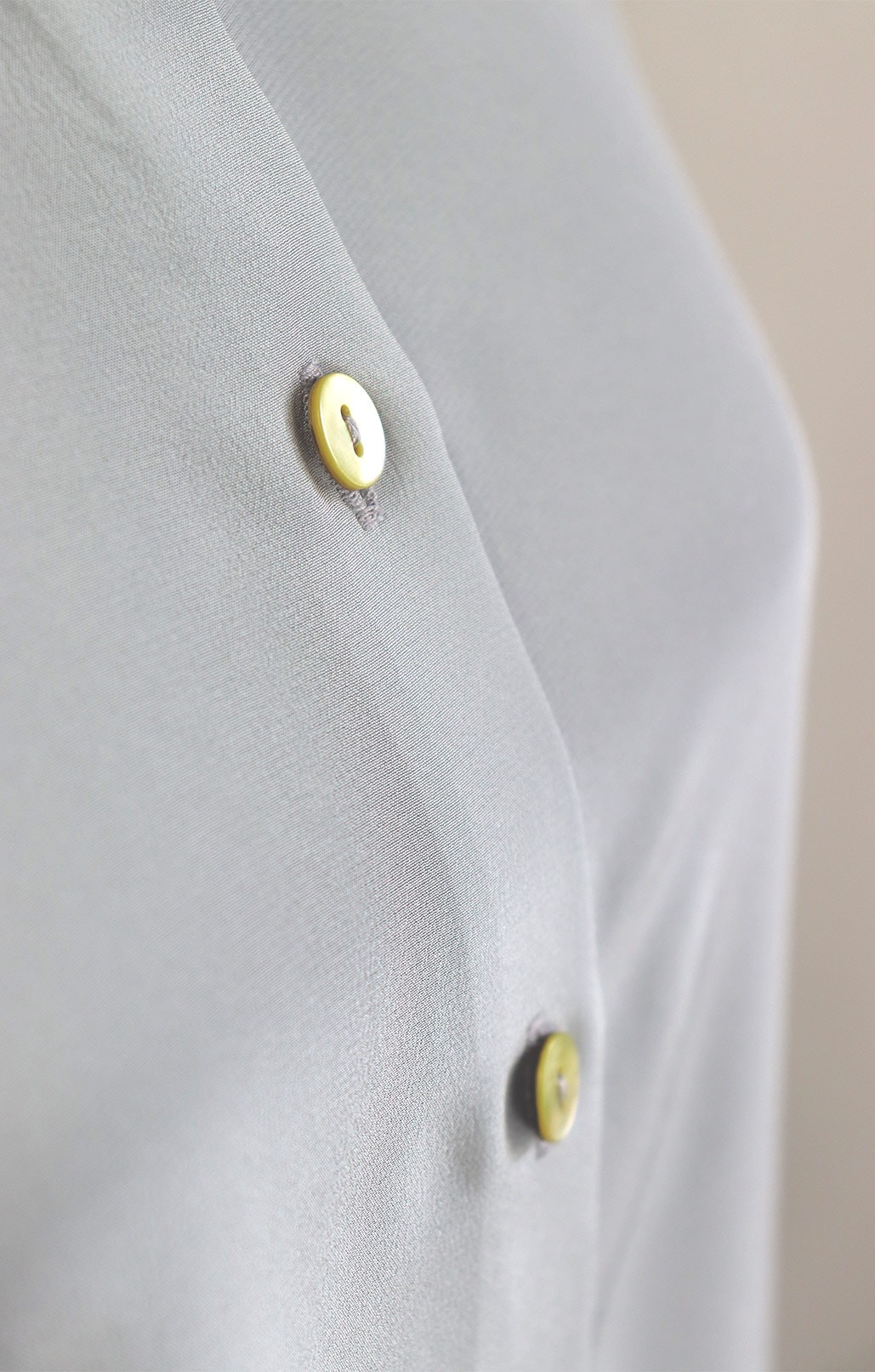Short-Sleeved Silk Blouse, Light Grey