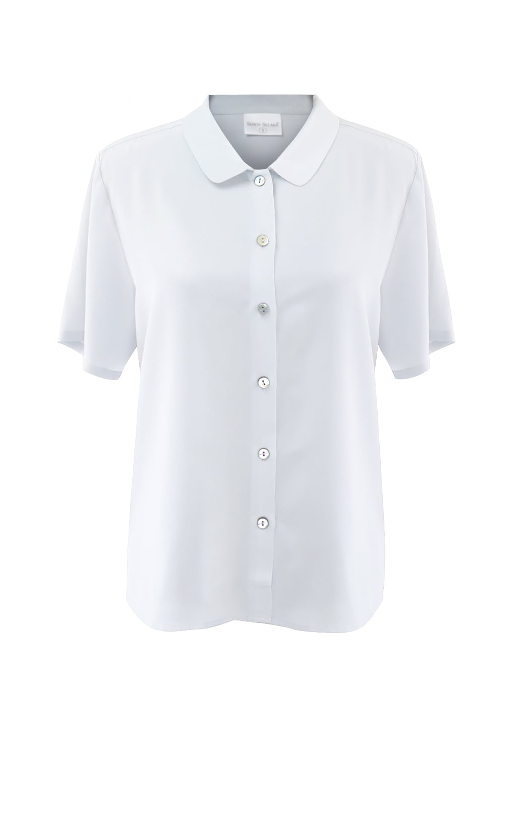 Short Sleeved Silk Blouse, White