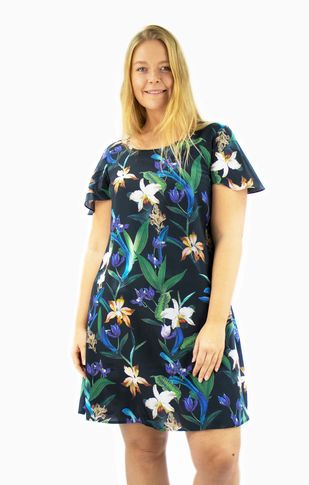 Open Short Sleeve Dress, Orchid