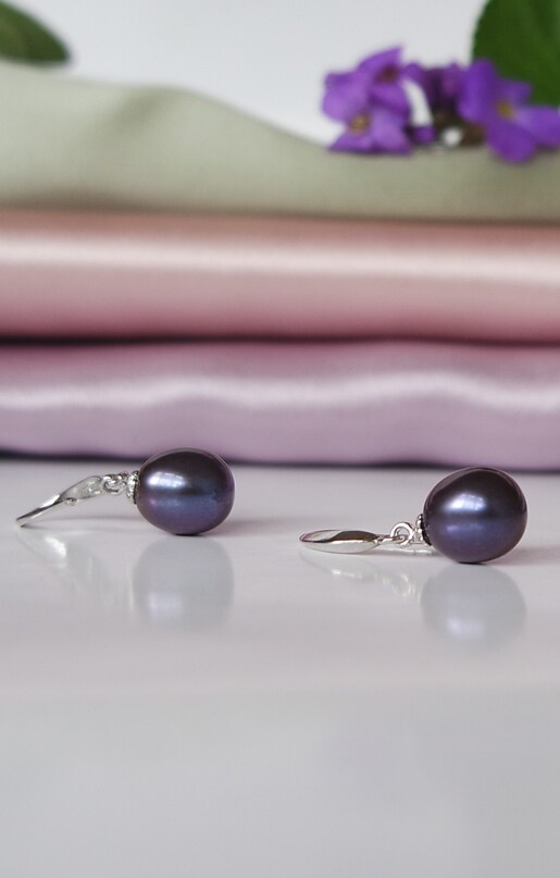 Pearl Earrings Large Drops Dark