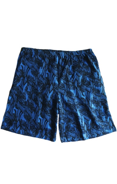 Hemp shorts unisex blue patterned
