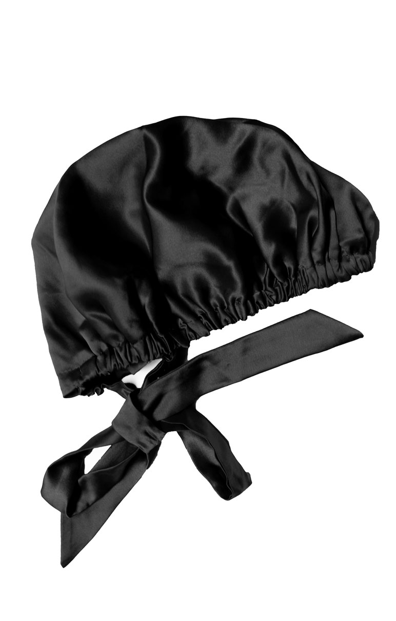 Night Bonnet Silk Satin, Black