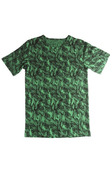Hemp t-shirt green patterned
