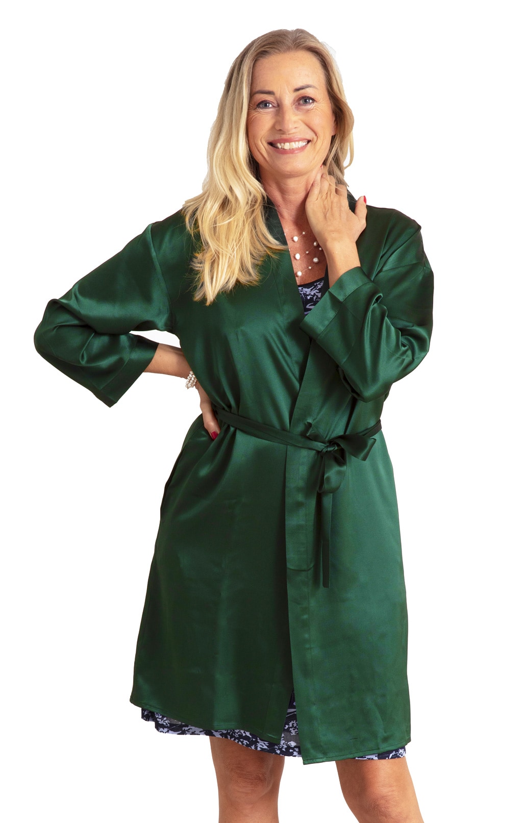 Satin Silk Robe, Green