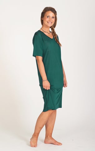 Silk Nightdress V-neck, Green