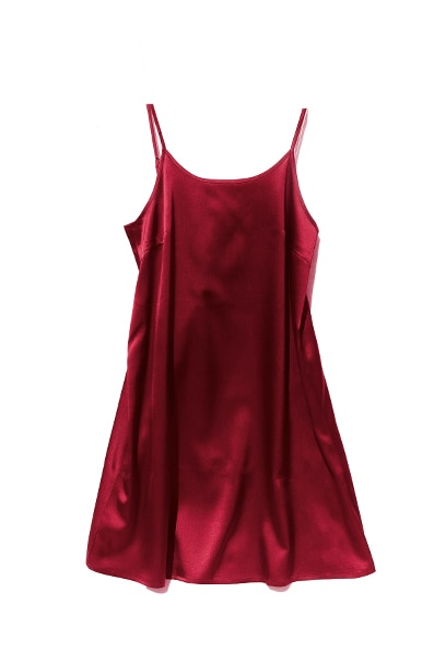 Satin Silk Nightdress, Wine Red