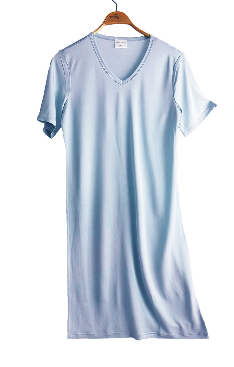 Silk nightdress V-neck, Light Blue