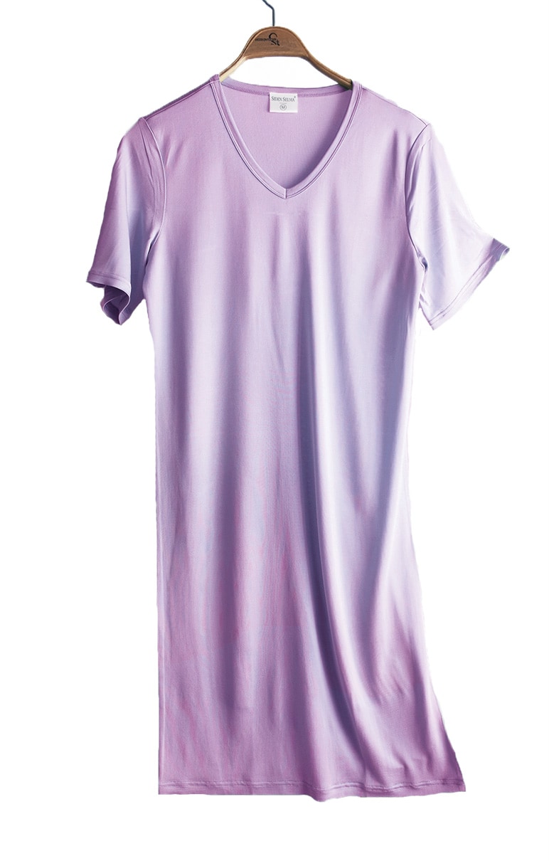 Silk nightdress V-neck, Lilac