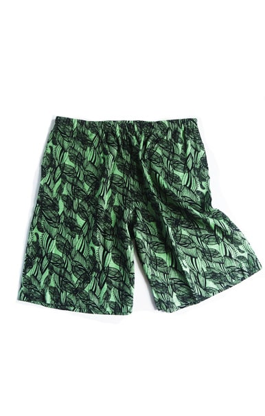 Hemp Shorts With Pockets, Leaf Pattern
