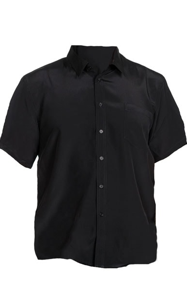Men's Silk Shirt, Short Sleeve, Black