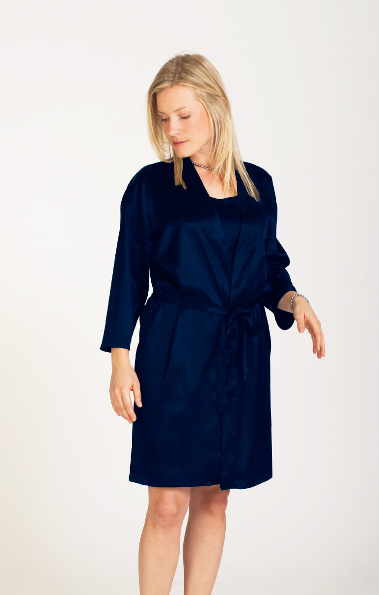 Silk robe navyblue