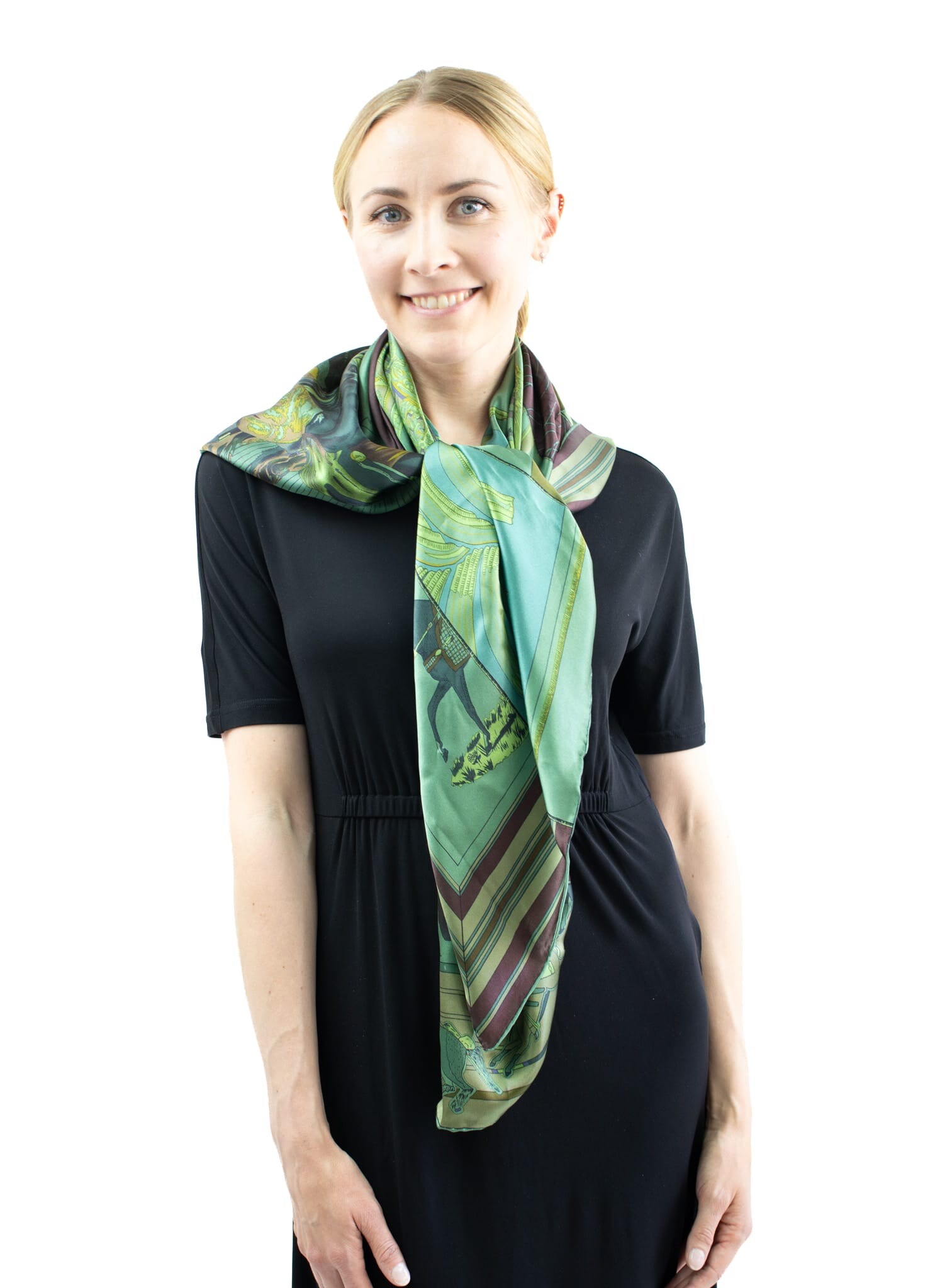 Silk scarf Moss green