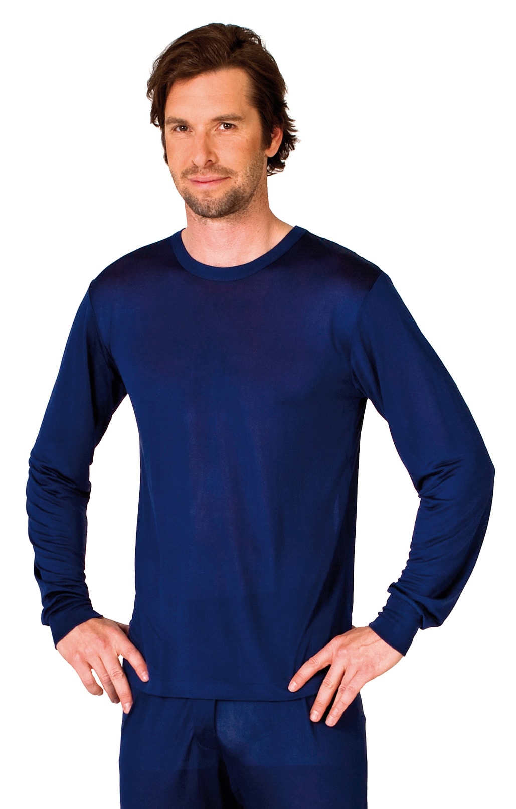Silk shirt long sleeve navy blue